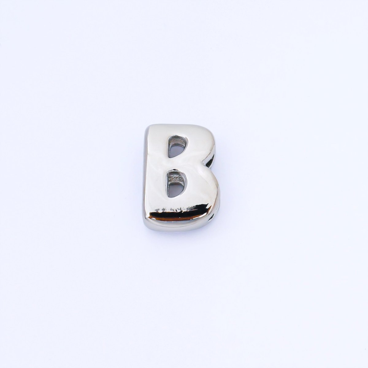 Silver 20mm Personalized Cord Chubby Bubble Initial Letter Alphabet Bead | AF118 - AF130