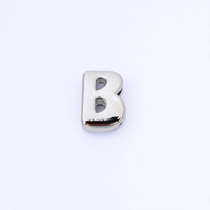 Silver 20mm Personalized Cord Chubby Bubble Initial Letter Alphabet Bead | AF118 - AF130