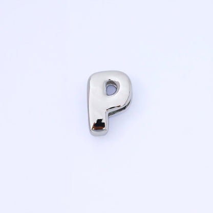 Silver 20mm Personalized Cord Chubby Bubble Initial Letter Alphabet Bead | AF118 - AF130