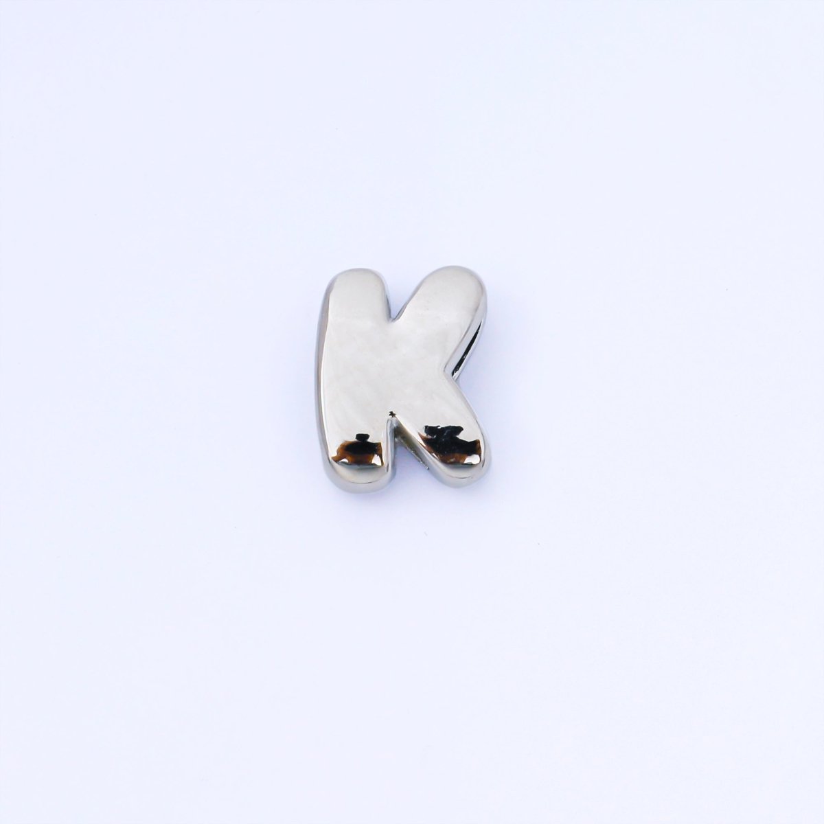 Silver 20mm Personalized Cord Chubby Bubble Initial Letter Alphabet Bead | AF118 - AF130