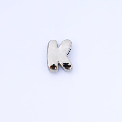 Silver 20mm Personalized Cord Chubby Bubble Initial Letter Alphabet Bead | AF118 - AF130