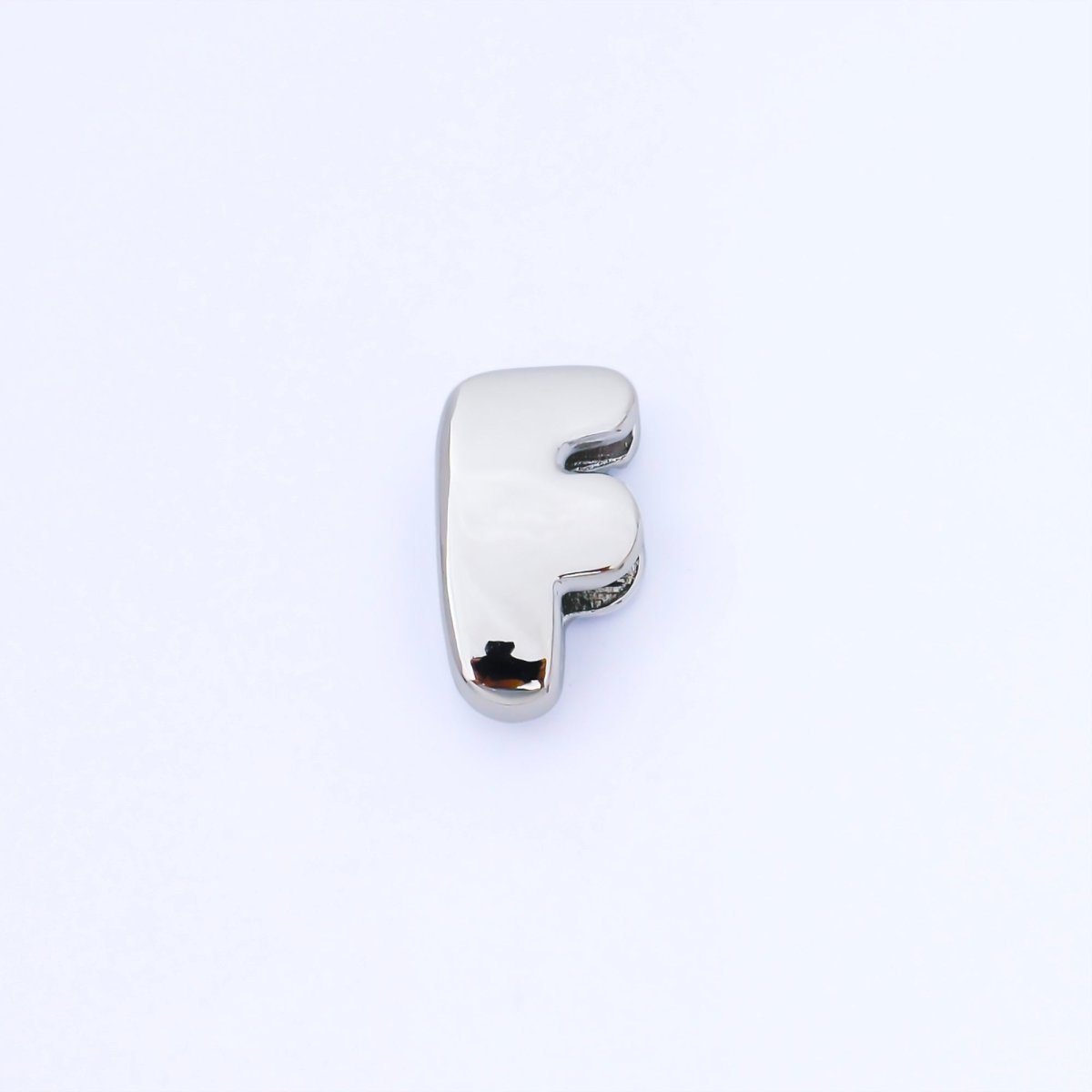 Silver 20mm Personalized Cord Chubby Bubble Initial Letter Alphabet Bead | AF118 - AF130