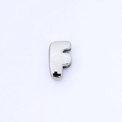 Silver 20mm Personalized Cord Chubby Bubble Initial Letter Alphabet Bead | AF118 - AF130