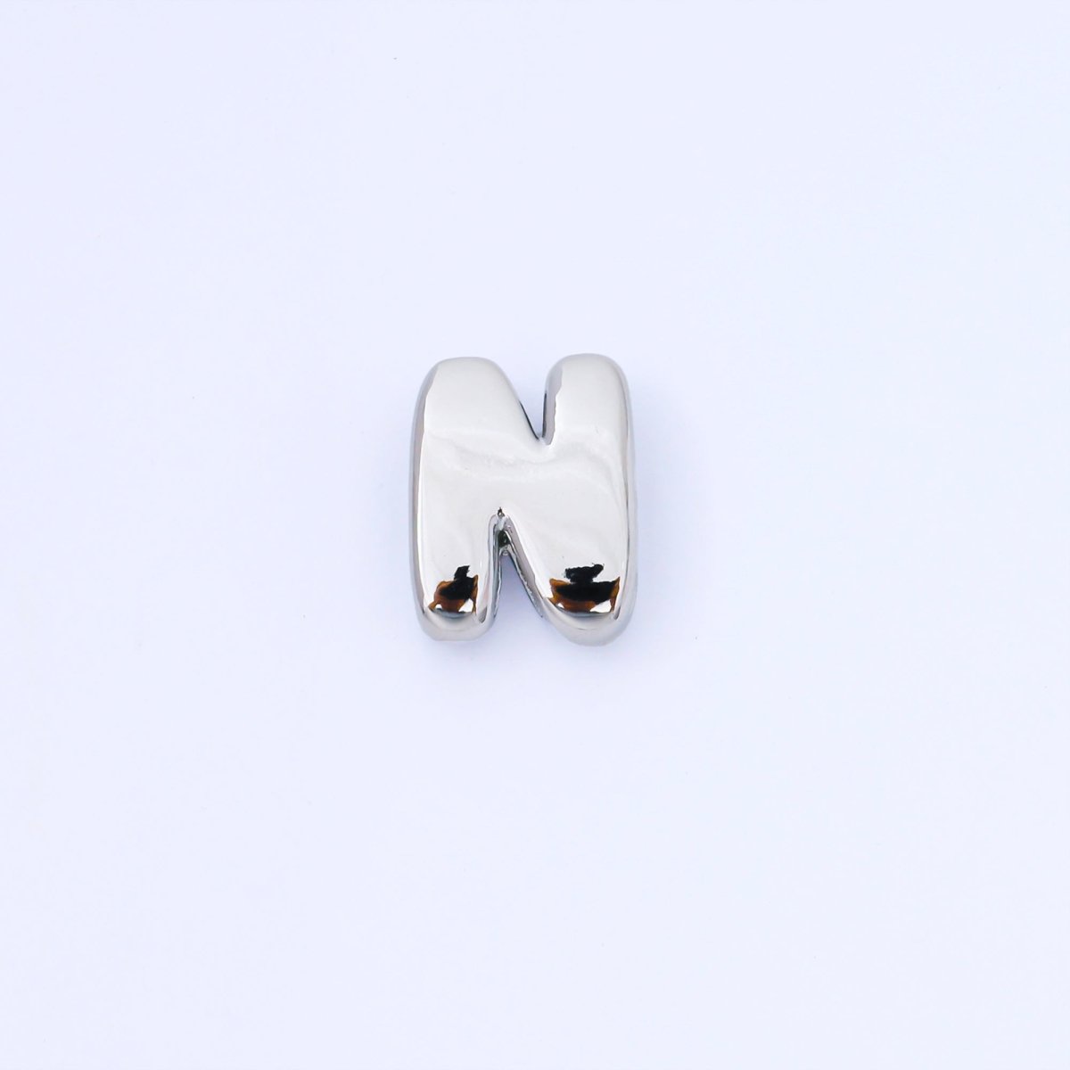 Silver 20mm Personalized Cord Chubby Bubble Initial Letter Alphabet Bead | AF118 - AF130