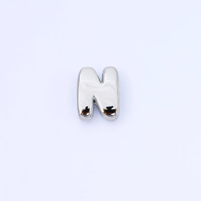 Silver 20mm Personalized Cord Chubby Bubble Initial Letter Alphabet Bead | AF118 - AF130