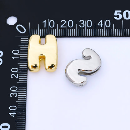 Silver 20mm Personalized Cord Chubby Bubble Initial Letter Alphabet Bead | AF118 - AF130