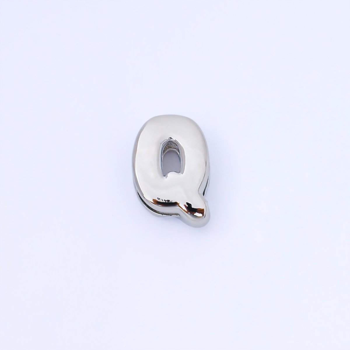 Silver 20mm Personalized Cord Chubby Bubble Initial Letter Alphabet Bead | AF118 - AF130