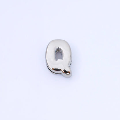 Silver 20mm Personalized Cord Chubby Bubble Initial Letter Alphabet Bead | AF118 - AF130