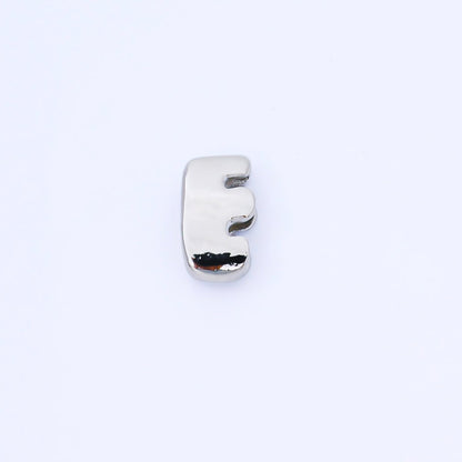 Silver 20mm Personalized Cord Chubby Bubble Initial Letter Alphabet Bead | AF118 - AF130