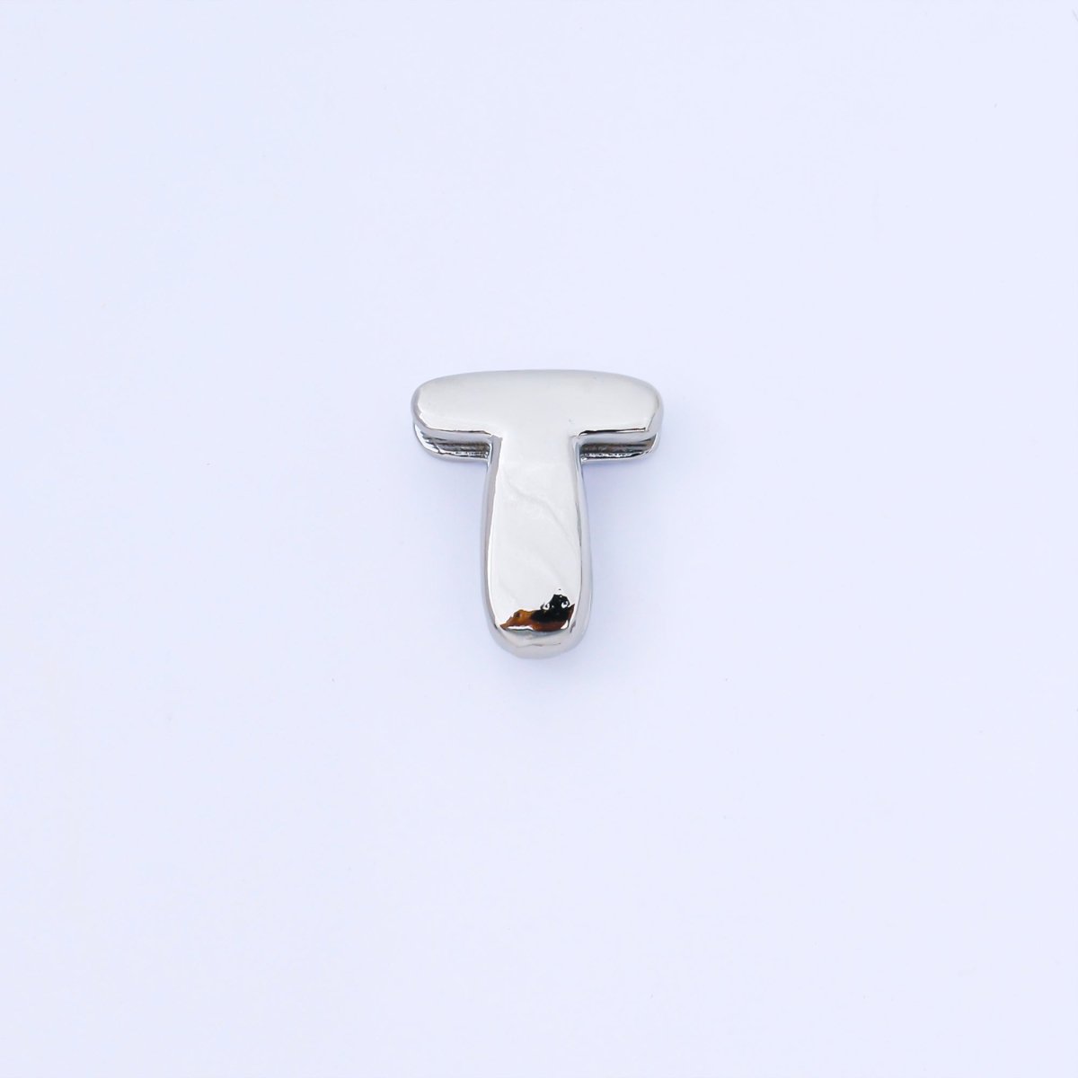 Silver 20mm Personalized Cord Chubby Bubble Initial Letter Alphabet Bead | AF118 - AF130