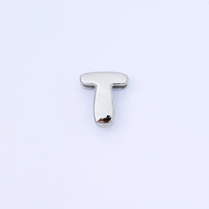 Silver 20mm Personalized Cord Chubby Bubble Initial Letter Alphabet Bead | AF118 - AF130