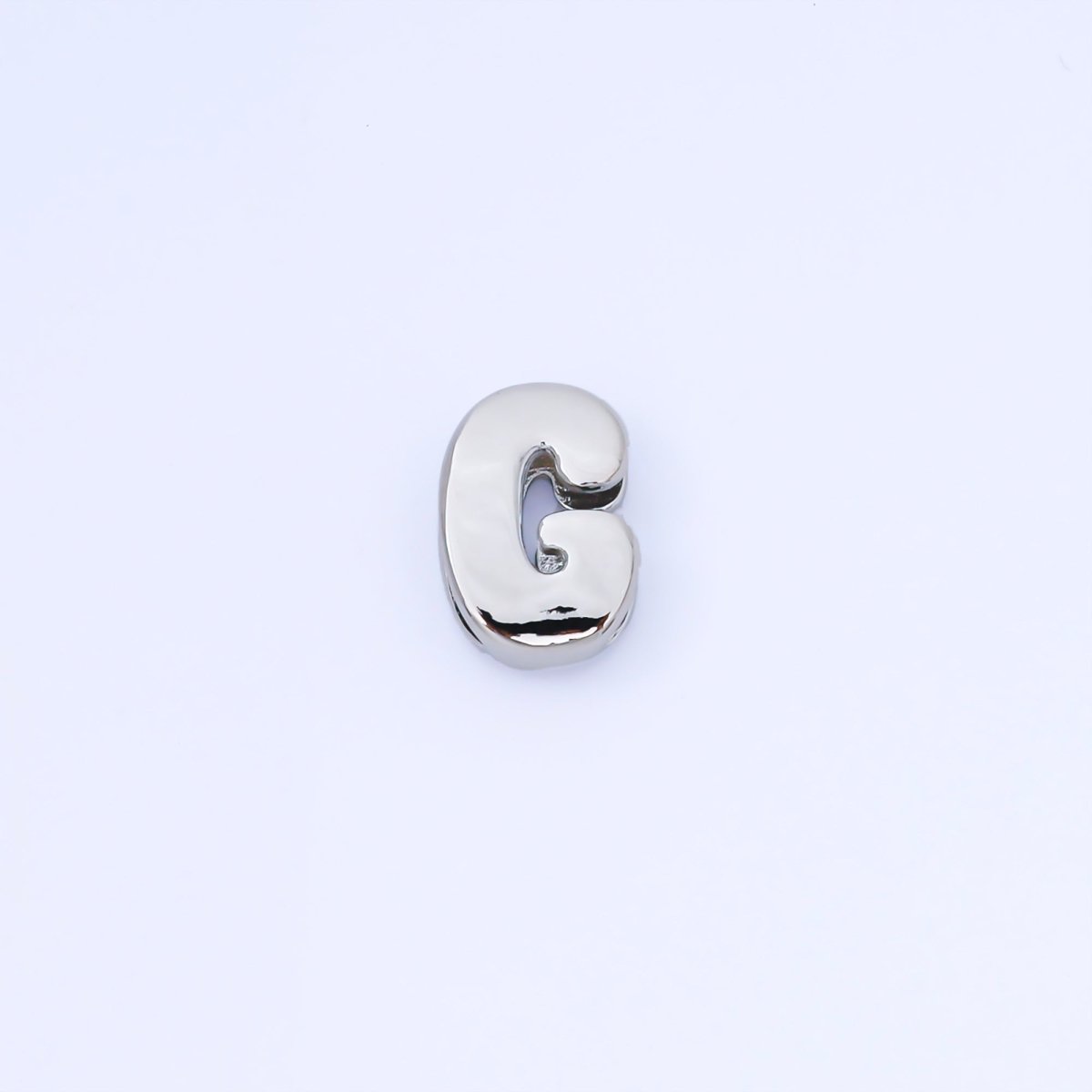 Silver 20mm Personalized Cord Chubby Bubble Initial Letter Alphabet Bead | AF118 - AF130