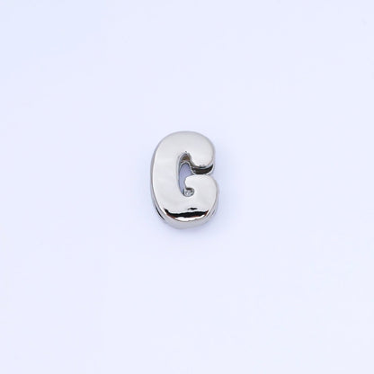 Silver 20mm Personalized Cord Chubby Bubble Initial Letter Alphabet Bead | AF118 - AF130
