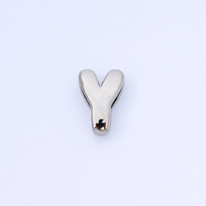 Silver 20mm Personalized Cord Chubby Bubble Initial Letter Alphabet Bead | AF118 - AF130