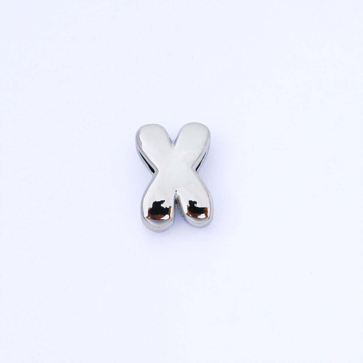 Silver 20mm Personalized Cord Chubby Bubble Initial Letter Alphabet Bead | AF118 - AF130