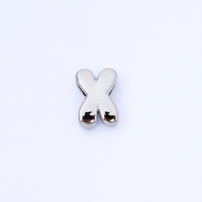 Silver 20mm Personalized Cord Chubby Bubble Initial Letter Alphabet Bead | AF118 - AF130
