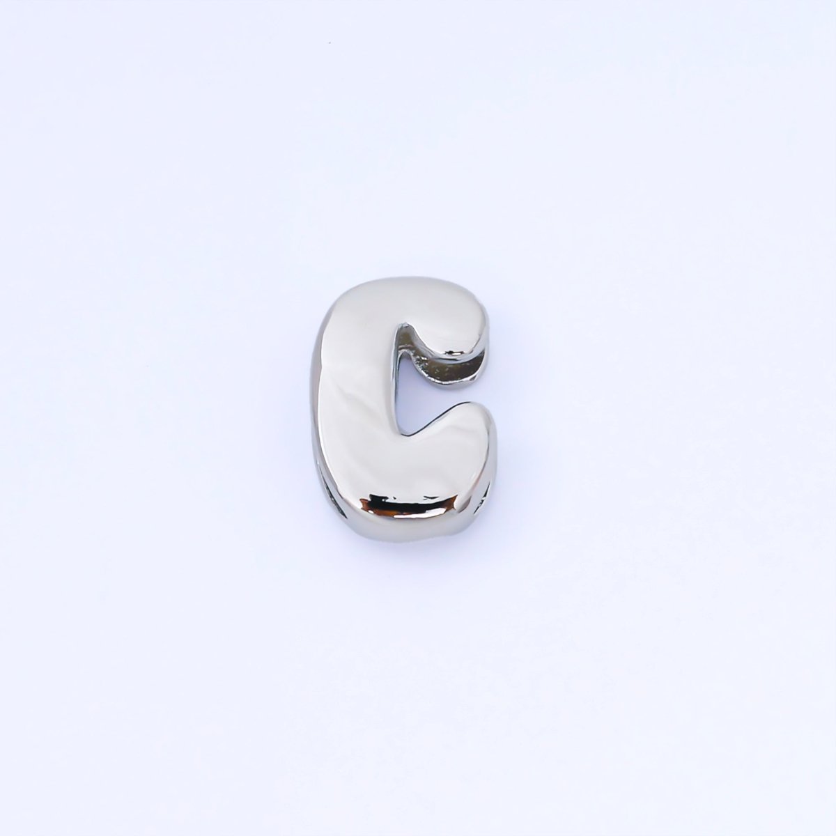 Silver 20mm Personalized Cord Chubby Bubble Initial Letter Alphabet Bead | AF118 - AF130