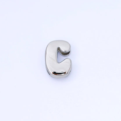 Silver 20mm Personalized Cord Chubby Bubble Initial Letter Alphabet Bead | AF118 - AF130