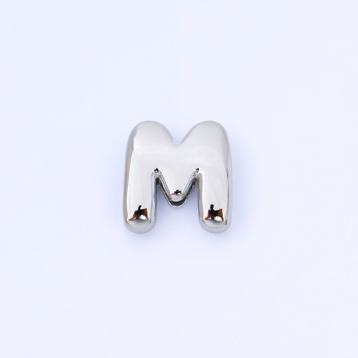 Silver 20mm Personalized Cord Chubby Bubble Initial Letter Alphabet Bead | AF118 - AF130