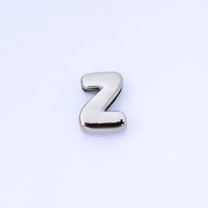 Silver 20mm Personalized Cord Chubby Bubble Initial Letter Alphabet Bead | AF118 - AF130