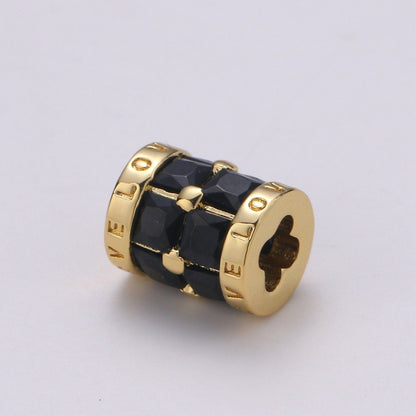 Silver, 24K Gold Filled Bead Clover Shape Small Hole Tube spacer Love Beads Charms Drum Barrel Beads, Enamel Tube Spacer 6.5x8mm Bracelet Beads | B381, B382