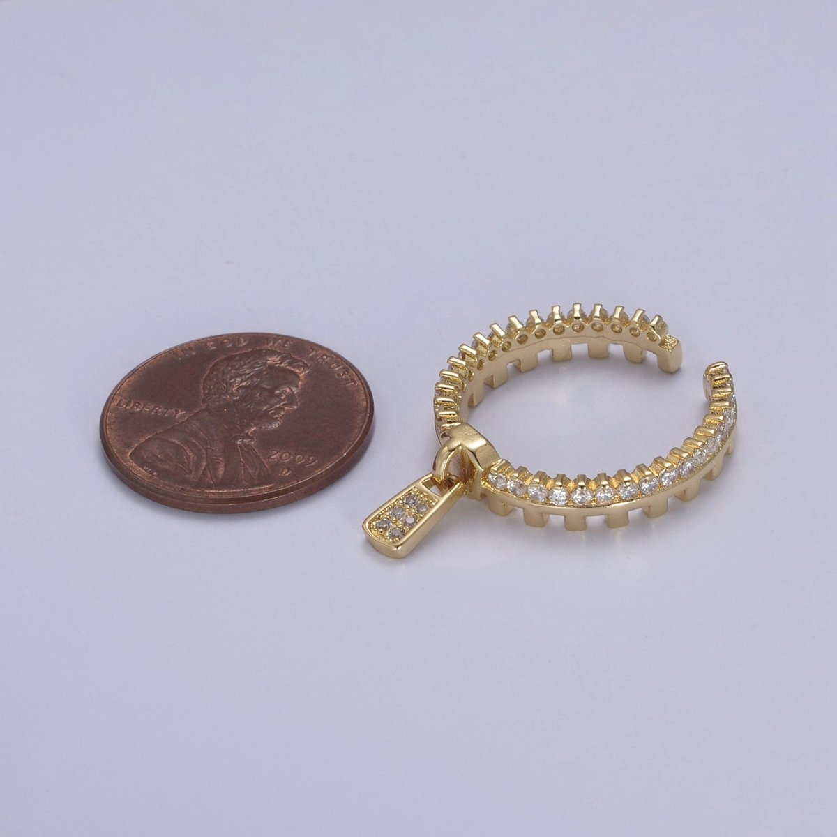Silver / 24K Gold Filled Zipper Crystal Zirconia CZ Adjustable Ring Zip | U-409 U-410