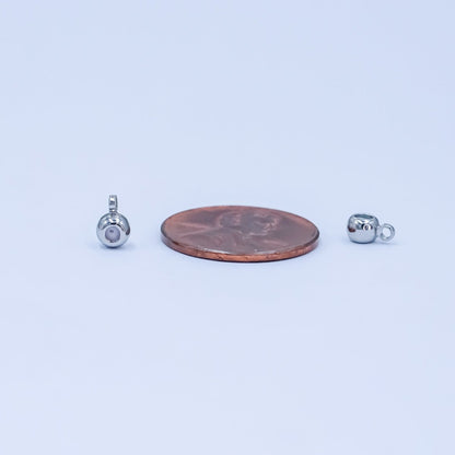 Silver 4mm Silicone Rubber Stopper Grip Bead w. Loop Slide Charm Holder Set | Z-01063