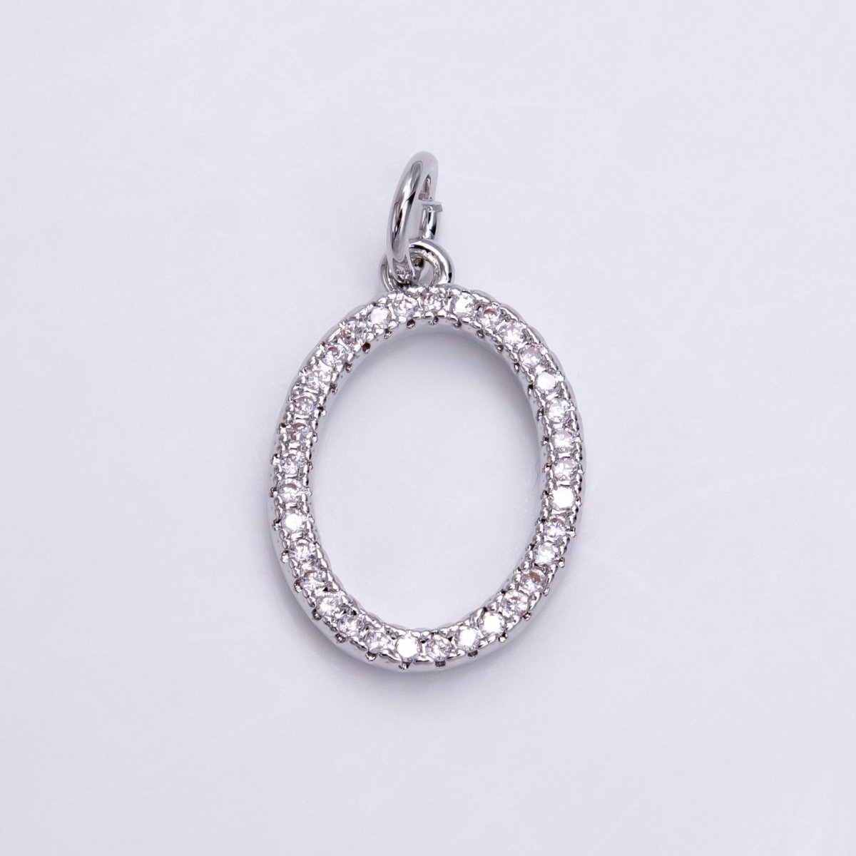 Silver A-Z Initial Letter Micro Pave Charm Personalized Letter Pendant | A-A1132-A-A1144