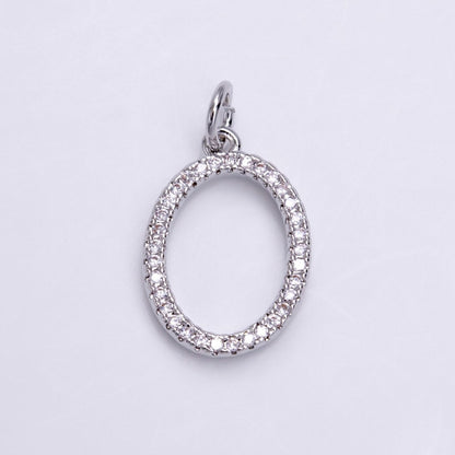 Silver A-Z Initial Letter Micro Pave Charm Personalized Letter Pendant | A-A1132-A-A1144