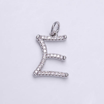 Silver A-Z Initial Letter Micro Pave Charm Personalized Letter Pendant | A-A1132-A-A1144