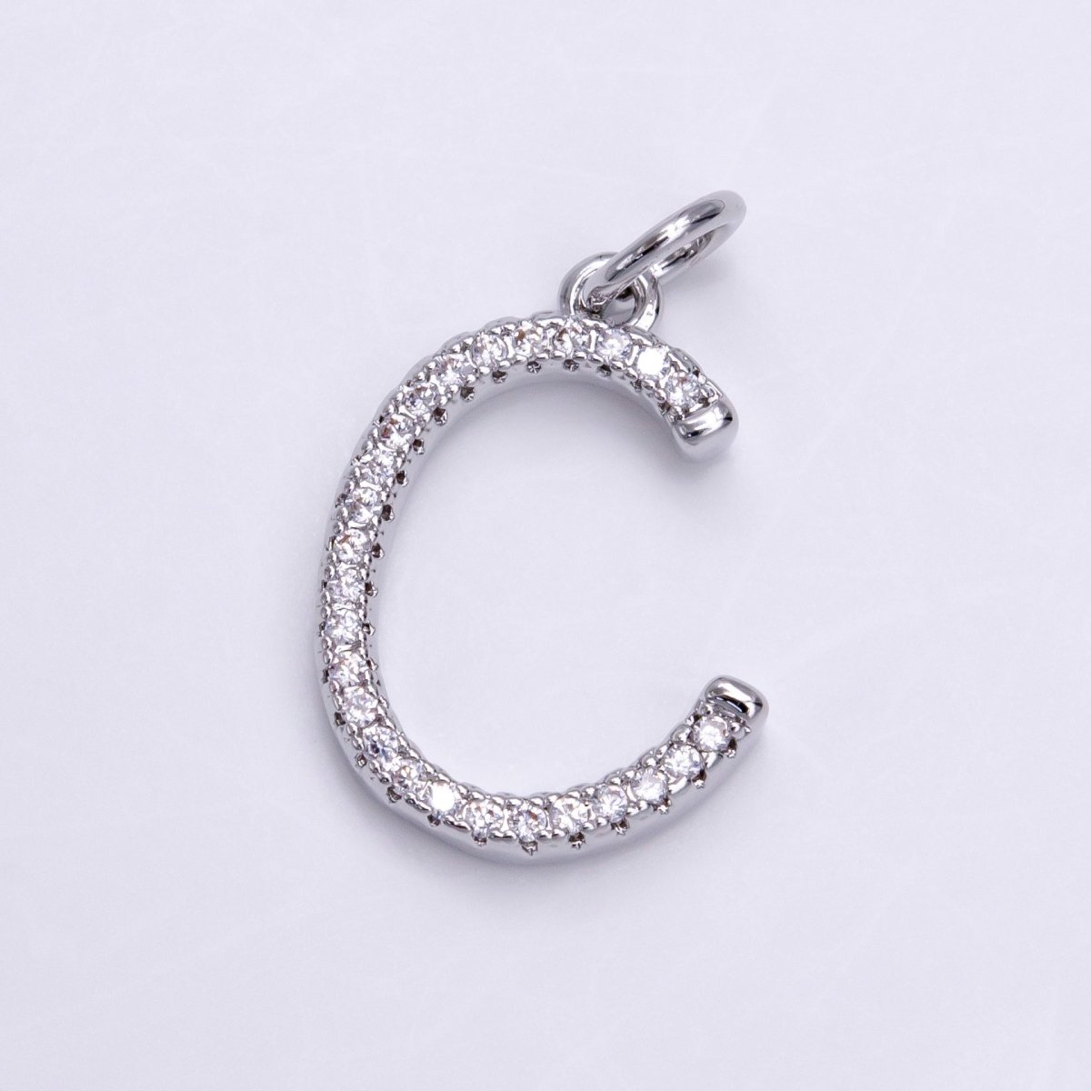 Silver A-Z Initial Letter Micro Pave Charm Personalized Letter Pendant | A-A1132-A-A1144
