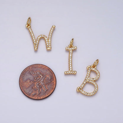 Silver A-Z Initial Letter Micro Pave Charm Personalized Letter Pendant | A-A1132-A-A1144