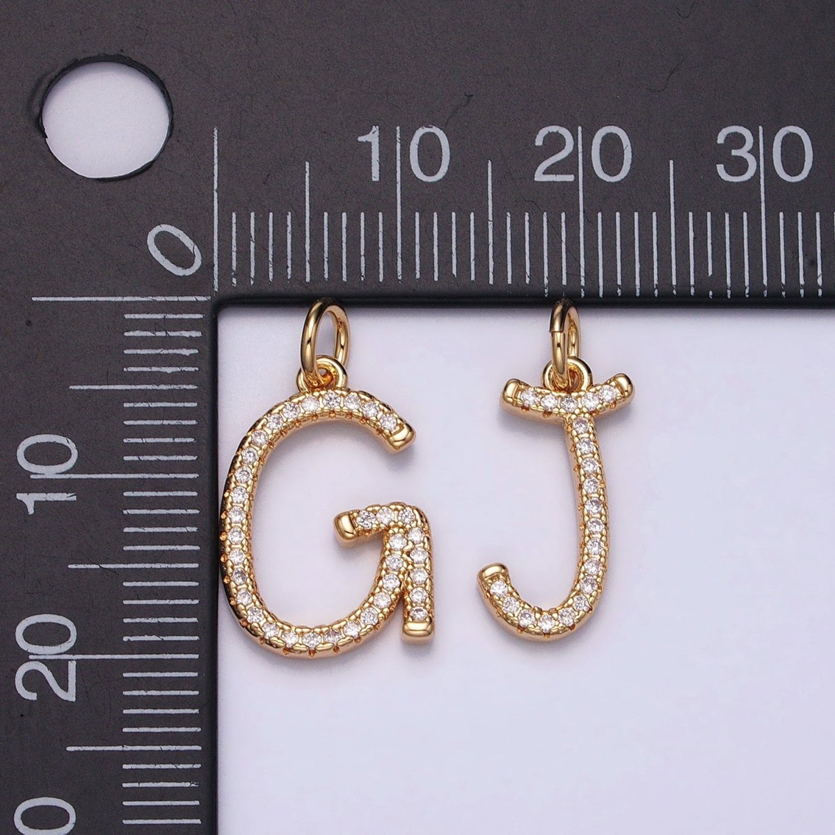 Silver A-Z Initial Letter Micro Pave Charm Personalized Letter Pendant | A-A1132-A-A1144