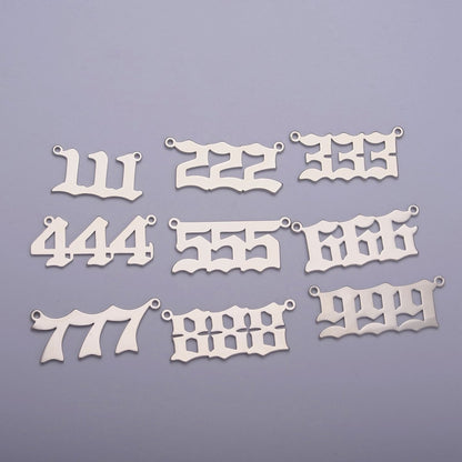 Silver Angel Number Charm Connector Lucky Number for Necklace Bracelet Component | G605-609