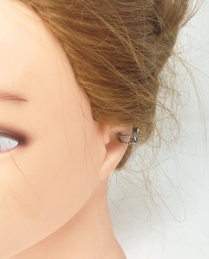 Silver celtic Pentacle Ear Cuff, Stainless Steel Pentagram Earcuff, Pagan Jewelry, K-185