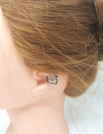 Silver celtic Pentacle Ear Cuff, Stainless Steel Pentagram Earcuff, Pagan Jewelry, K-185