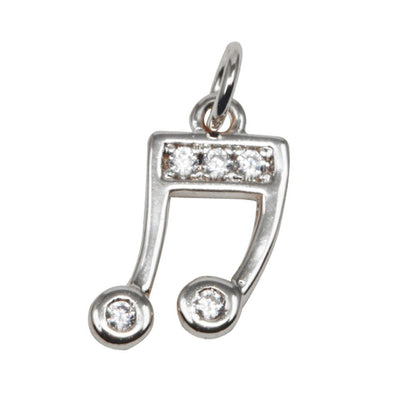 Silver Cubic Gold Filled Musical Note Charm Design Micro Pave Pendant for Earring Necklace Bracelet Charm Supply E-568 E-569