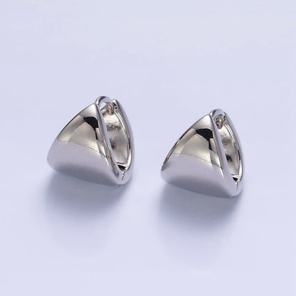 Silver, Gold 11.5mm Cartilage Wide Dome Triangle Huggie Earrings | AB801 AB823