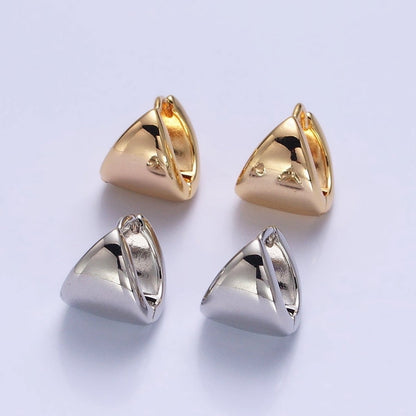 Silver, Gold 11.5mm Cartilage Wide Dome Triangle Huggie Earrings | AB801 AB823