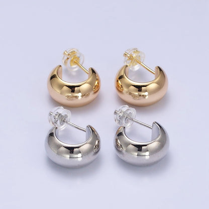 Silver, Gold 13mm Wide Chubby C-Shaped Hoop Earrings | AB464 AB466