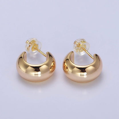 Silver, Gold 13mm Wide Chubby C-Shaped Hoop Earrings | AB464 AB466