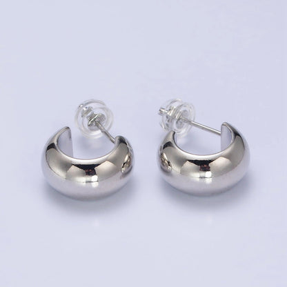 Silver, Gold 13mm Wide Chubby C-Shaped Hoop Earrings | AB464 AB466