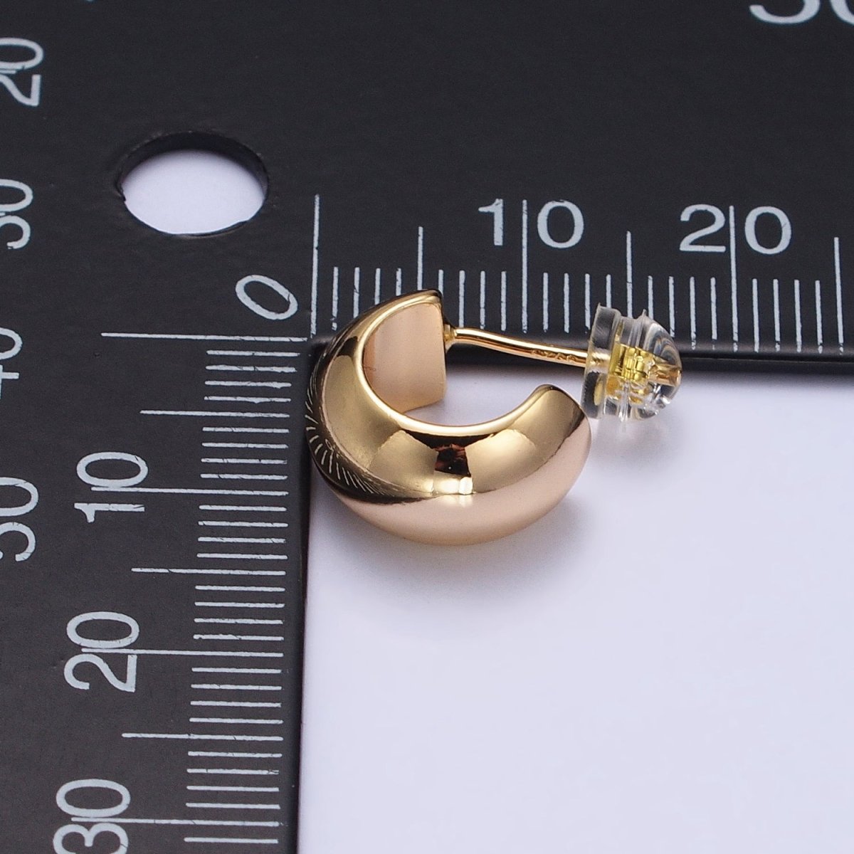 Silver, Gold 13mm Wide Chubby C-Shaped Hoop Earrings | AB464 AB466