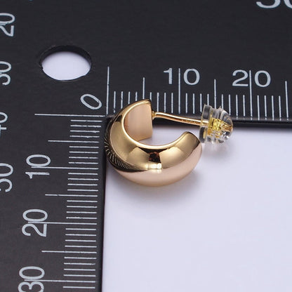 Silver, Gold 13mm Wide Chubby C-Shaped Hoop Earrings | AB464 AB466