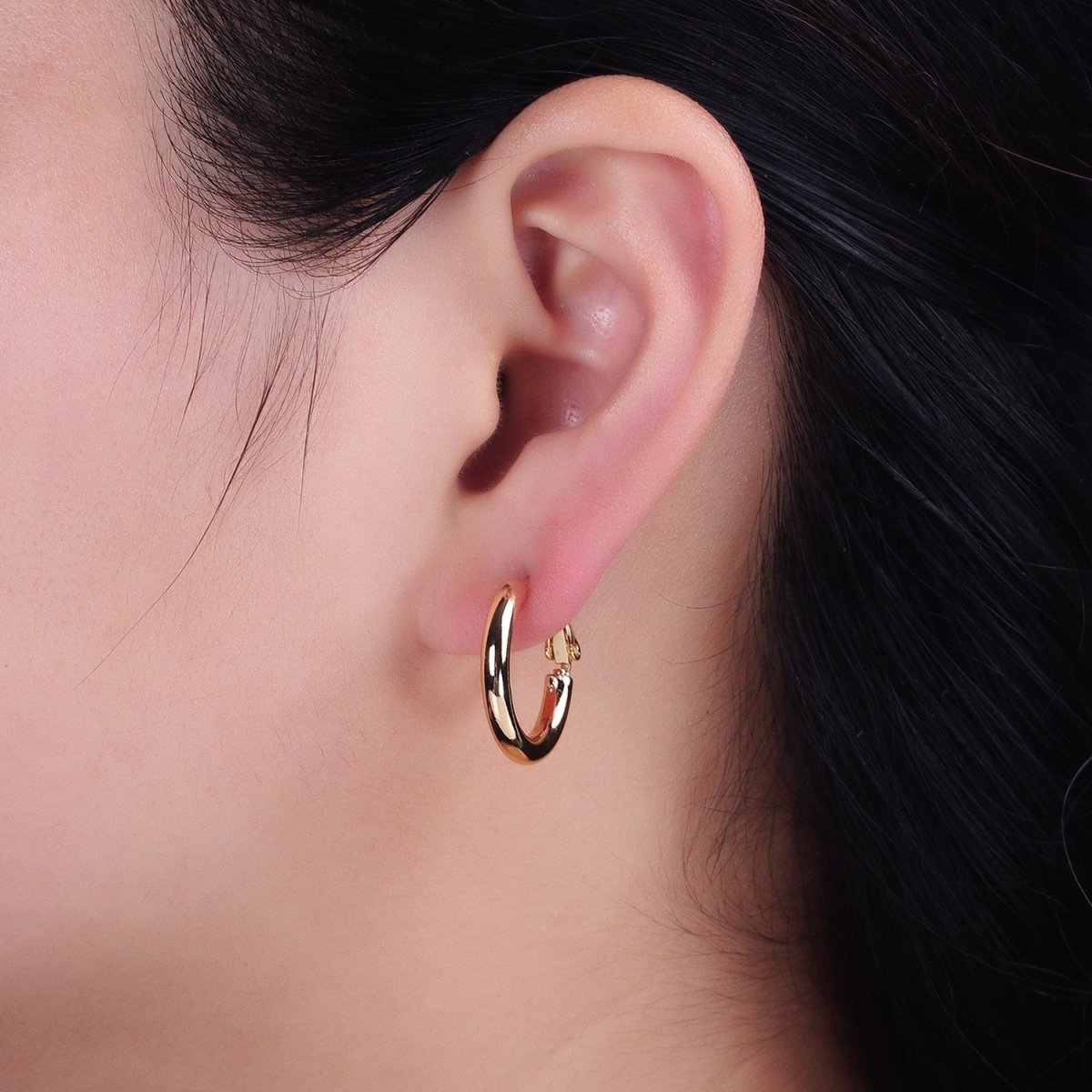 Silver, Gold 20mm, 25mm Chubby Tube Hinge Hoop Earrings | AB592 AB1552, AB1095 AB1097