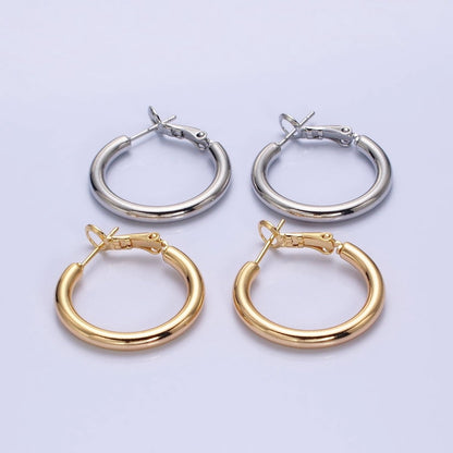 Silver, Gold 20mm, 25mm Chubby Tube Hinge Hoop Earrings | AB592 AB1552, AB1095 AB1097
