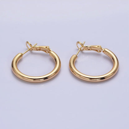 Silver, Gold 20mm, 25mm Chubby Tube Hinge Hoop Earrings | AB592 AB1552, AB1095 AB1097