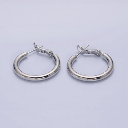 Silver, Gold 20mm, 25mm Chubby Tube Hinge Hoop Earrings | AB592 AB1552, AB1095 AB1097