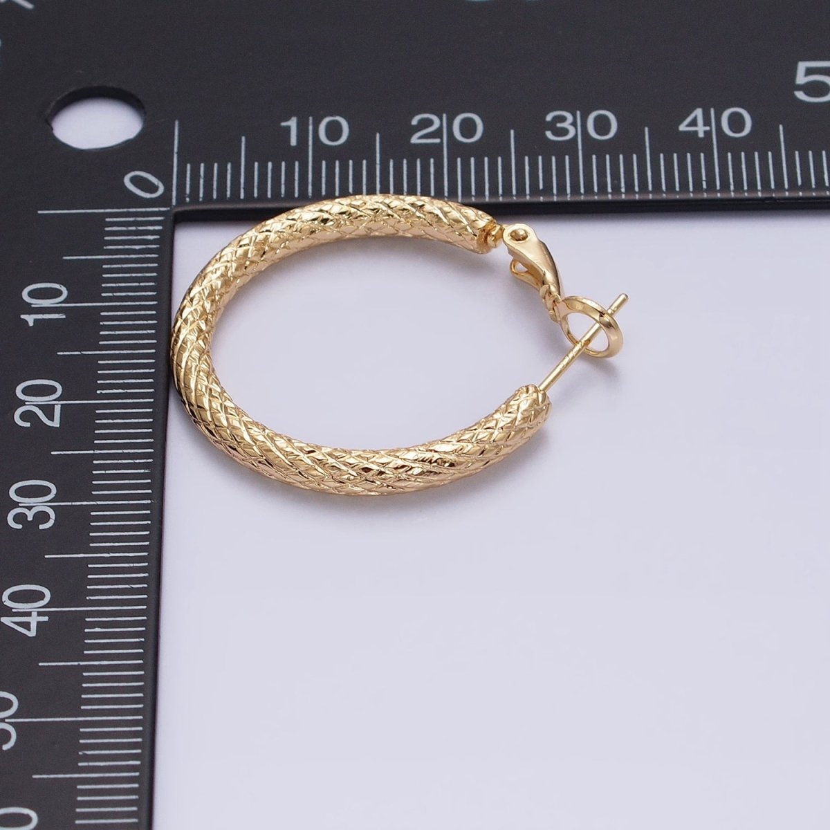 Silver, Gold 30mm Rhombus Textured Hinge Hoop Earrings | AB1094 AD792