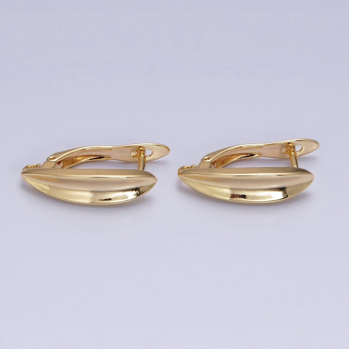 Silver, Gold Edged Oblong Open Loop English Lock Earrings Supply | Z-283 Z-377